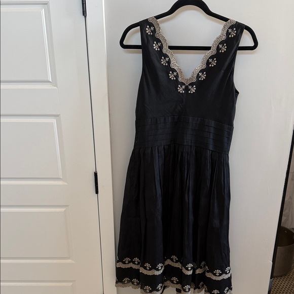 Ann Taylor Black Midi Dress with Embroidery - Picture 3 of 5